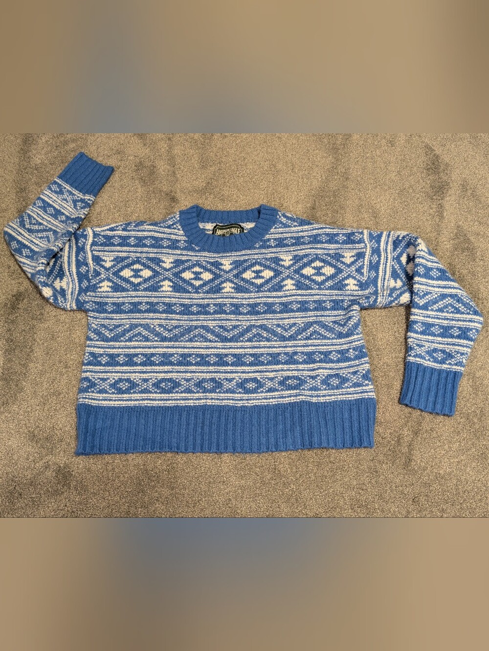 American Eagle Blue and White Crewneck Sweater